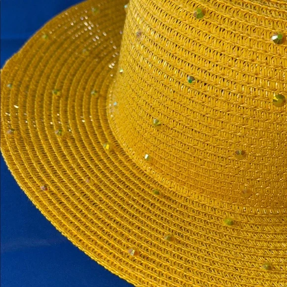 Yellow Beaded Straw Hat - Picture 4 of 7